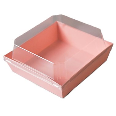 Pink box 13.5 x 12.5 x 6 cm Transparent cover 
