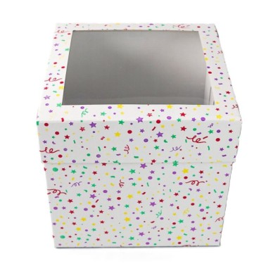 Boîte à gâteaux avec fenêtre 25.4 x 25.4 x 25,4 cm Confetti