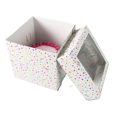 Scatola per torta con finestra 35,5 x 35,5 x 35,5 cm confetti