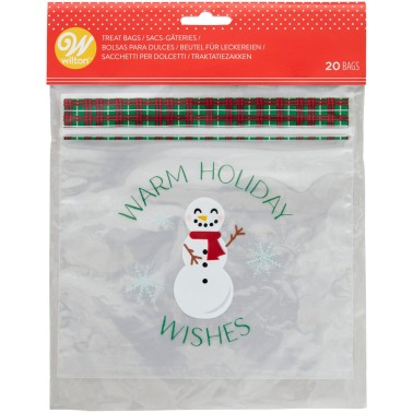 Bags for reclictable sweets snowman 18.5 x 18.5 cm 20 pcs Wilton