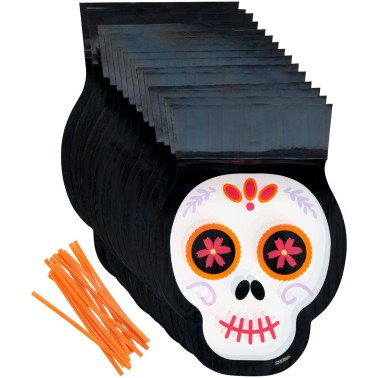 Sweet bags shaped skull 18.5x18.5 cm 15 pcs Wilton