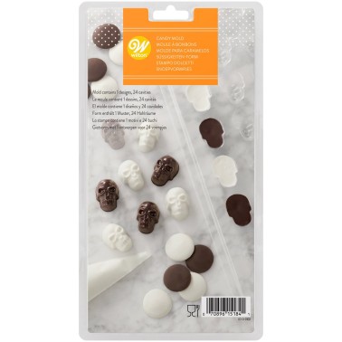 Mini skulls mold for chocolate and candy melts 24 cavity Wilton