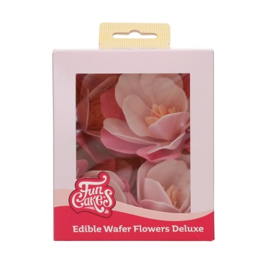 Flowers in edible waffle Deluxe magnolia pink big 6 pcs funcakes