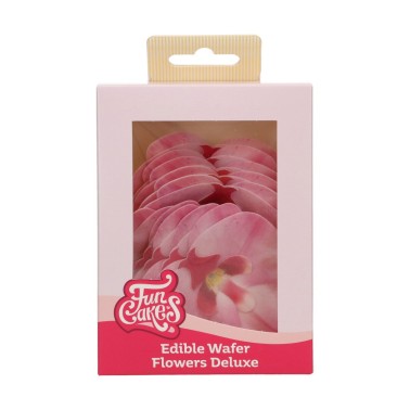 Flowers in edible waffle deluxe pink orchid media 10 pcs funcakes
