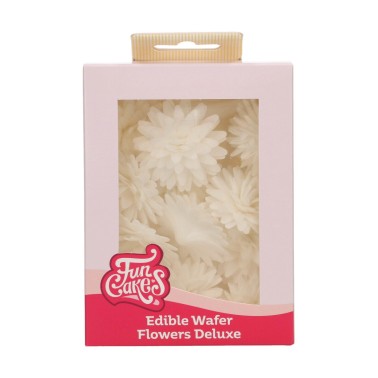 Fleurs en gaufres comestibles Deluxe Pompom / Blanc Daisy Media 12 PCS Funcakes