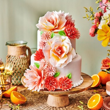 Flowers in edible waffle Deluxe Pompom / White Daisy Media 12 pcs funcakes