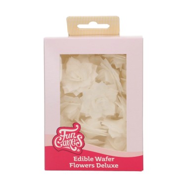 Fleurs dans la gaufre comestible Deluxe rose blanc Rosalia Media 15 pcs Funcakes