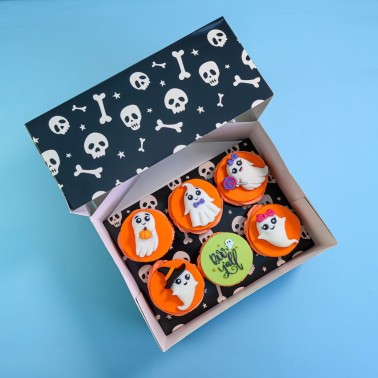 Set 2 boxes for 6 cupcake Halloween skeleton