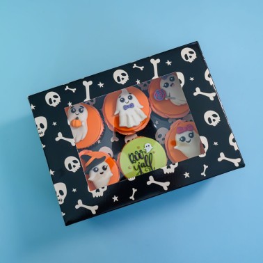 Set 2 boxes for 6 cupcake Halloween skeleton
