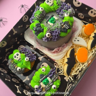 Set 2 Boxen für Cupcake und Süßigkeiten Halloween-Skelett
