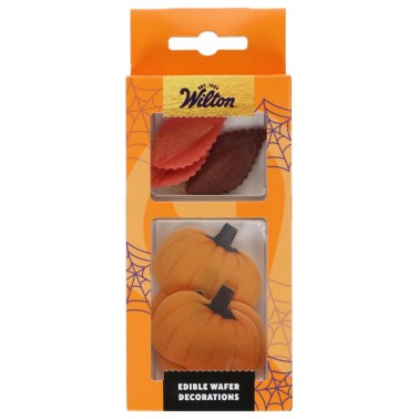 Set of wafer decorations Autumn leaves and pumpkins 10 pcs wilton