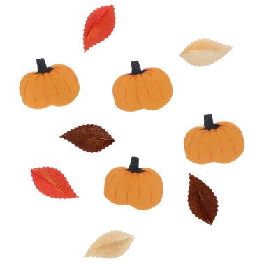 Set of wafer decorations Autumn leaves and pumpkins 10 pcs wilton