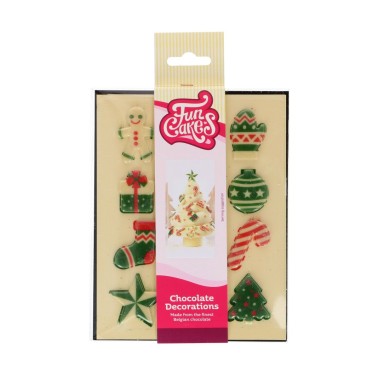 Schokoladenschmuck Weihnachtsfiguren 12 Stück Funcakes