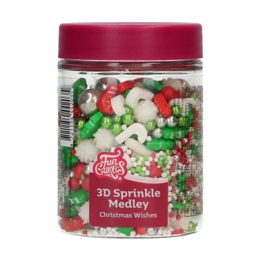Sprinkles Mélangez les salutations de Noël 3D 70 g Funcakes