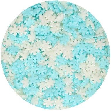 Weiße und blaue Schneeflocken 150 g Funcakes