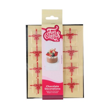 Décorations de chocolat Cadeau Blanc / rouge 12 PCS Funcakes