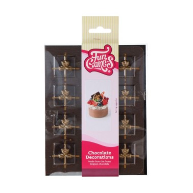 Chocolate decorations Brown gift / gold 12 pcs funcakes
