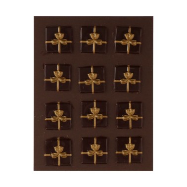 Chocolate decorations Brown gift / gold 12 pcs funcakes