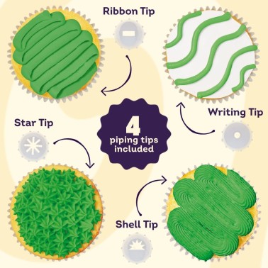 Glassa decorativa per dolci con 4 beccucci VERDE 212 g Wilton