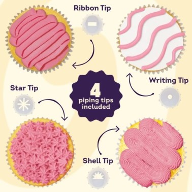 Glassa decorativa per dolci con 4 beccucci ROSA 212 g Wilton