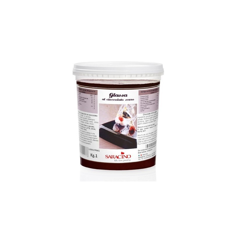 Glassa a specchio al cioccolato scuro Saracino 1 kg - Saracino in vendita su Sugarmania.it