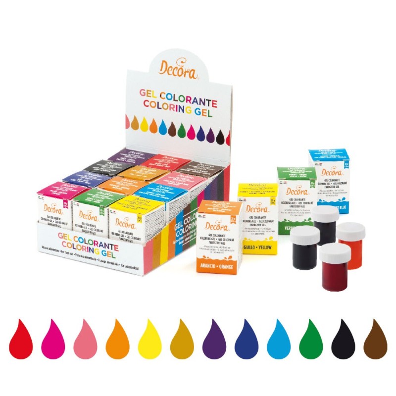 Set 12 coloranti alimentari gel Decora 28 g