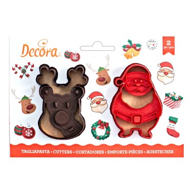 Set 2 tagliapasta Babbo Natale e renna - Decora in vendita su Sugarmania.it