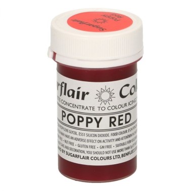 Sugarflair Paste Colour POPPY RED, 25gr. - Sugarflair in vendita su Sugarmania.it