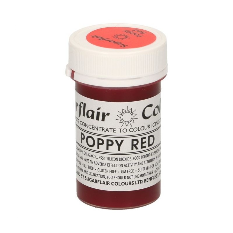 Sugarflair Paste Colour POPPY RED, 25gr. - Sugarflair in vendita su Sugarmania.it