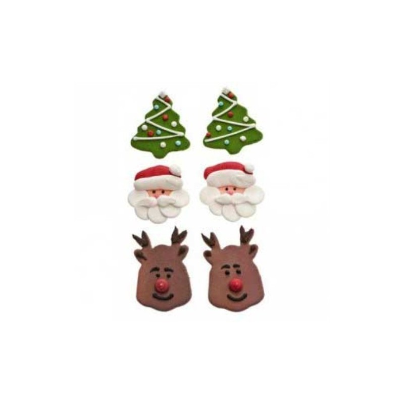 Set 6 decorazioni in zucchero Natale Decora - Decora in vendita su Sugarmania.it