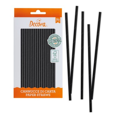 Cannucce nere in carta bio 80 pezzi Decora - Decora in vendita su Sugarmania.it