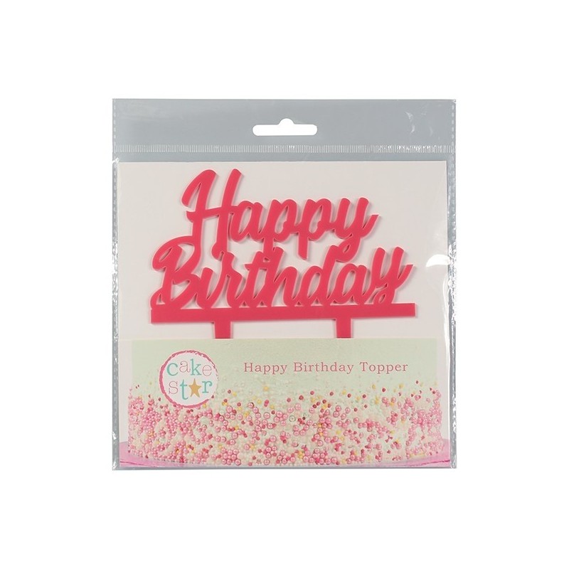 Cake Topper Happy Birthday rosa - Culpitt in vendita su Sugarmania.it