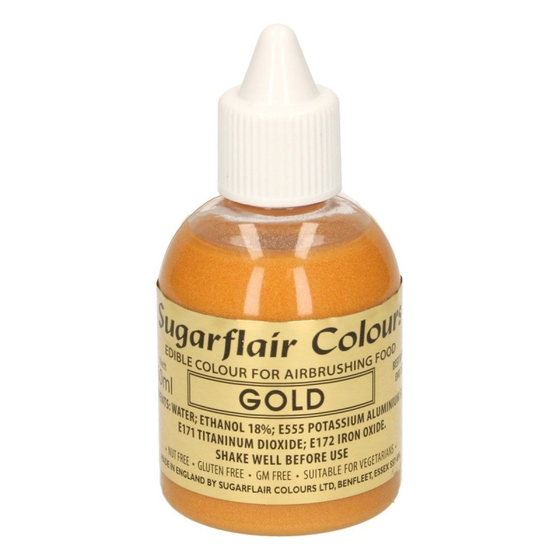 Colorante per aerografo ORO Sugarflair 60 ml  - Sugarflair in vendita su Sugarmania.it