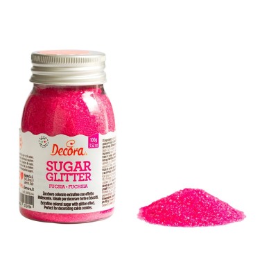 Zucchero glitterato fucsia Decora 100g - Decora in vendita su Sugarmania.it