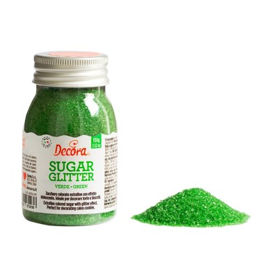 Zucchero glitterato verde Decora 100g - Decora in vendita su Sugarmania.it