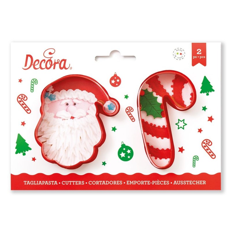 Set 2 tagliapasta Babbo Natale e candy cane - Decora in vendita su Sugarmania.it