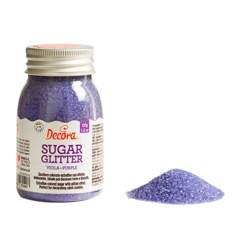 Zucchero glitterato viola Decora 100g - Decora in vendita su Sugarmania.it