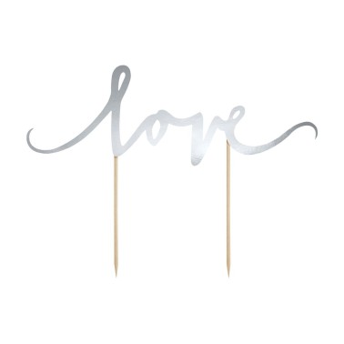 Cake Topper Love argento PartyDeco - PartyDeco in vendita su Sugarmania.it