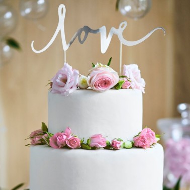 Cake Topper Love argento PartyDeco - PartyDeco in vendita su Sugarmania.it