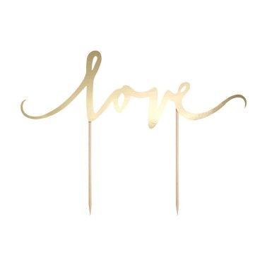 Cake Topper Love oro PartyDeco - PartyDeco in vendita su Sugarmania.it
