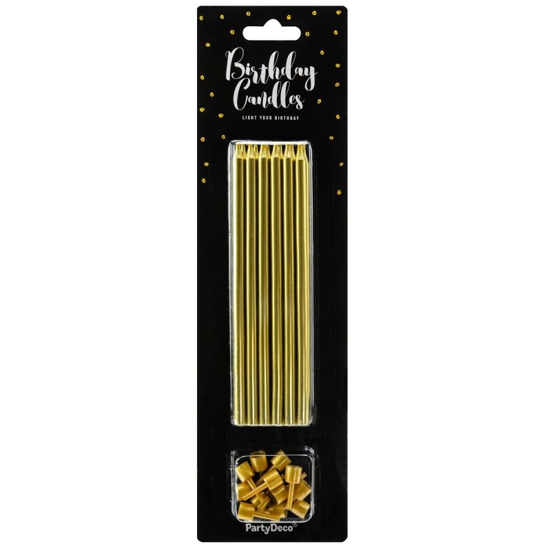 Candeline oro 12,5 cm PartyDeco pezzi 12 - PartyDeco in vendita su Sugarmania.it