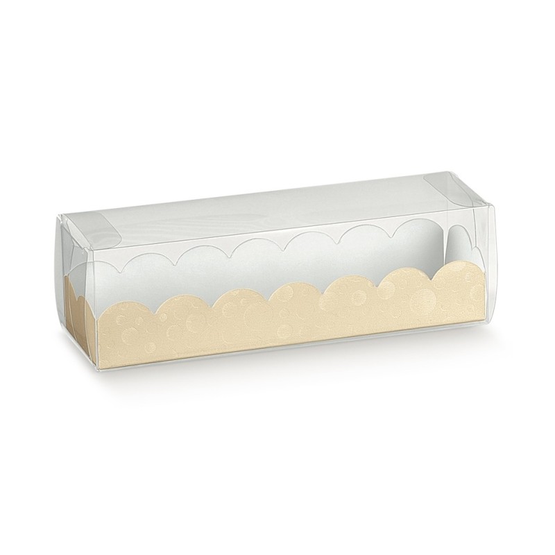 10 pz scatole per macarons trasparenti fondo crema - Scotton in vendita su Sugarmania.it