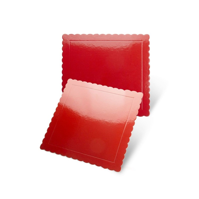 Sottotorta quadrato rosso bordo smerlato -  in vendita su Sugarmania.it