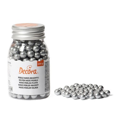 Maxi perle di zucchero argento Decora 100 g - Decora in vendita su Sugarmania.it