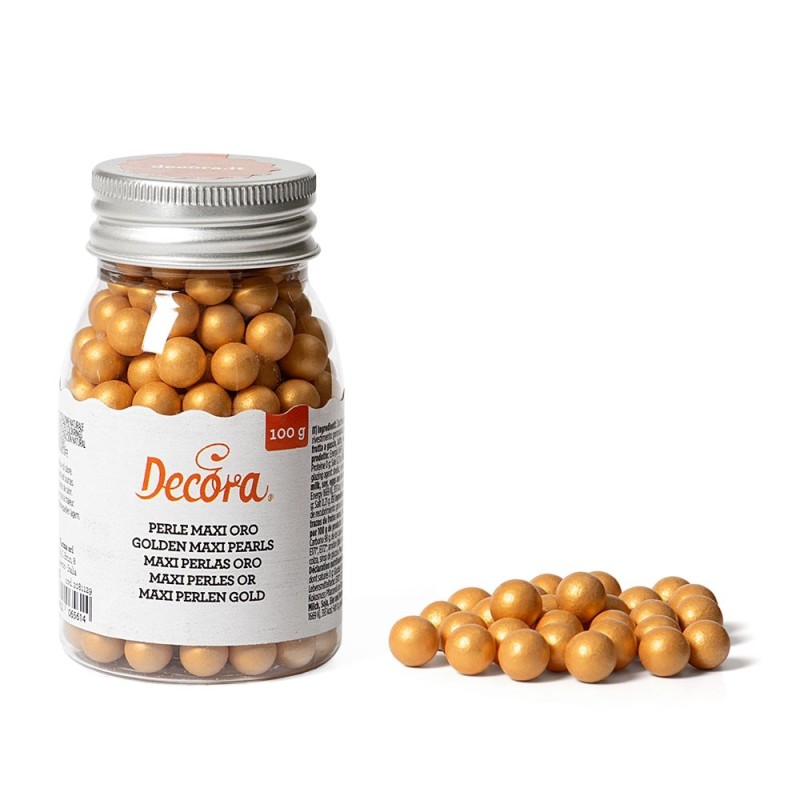 Maxi perle di zucchero oro Decora 100 g - Decora in vendita su Sugarmania.it