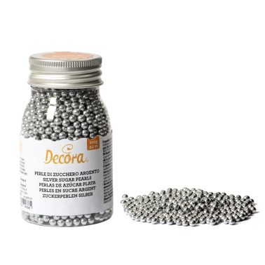 Perle di zucchero argento Decora 100 g - Decora in vendita su Sugarmania.it