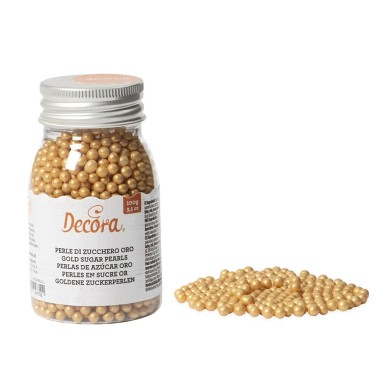 Perle di zucchero oro Decora 100 g - Decora in vendita su Sugarmania.it