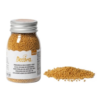 Perline di zucchero oro Decora 100 g - Decora in vendita su Sugarmania.it