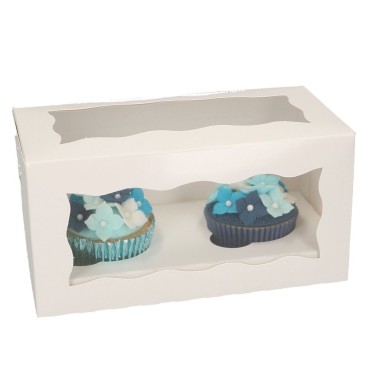 FunCakes Scatole per cupcake per 1 muffin bianco con finestra 9 x 9 x 13 cm muffin Set da 25 