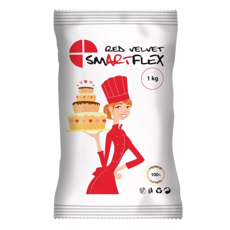 Pasta di zucchero rossa SmartFlex Velvet 1 kg - SmartFlex in vendita su Sugarmania.it